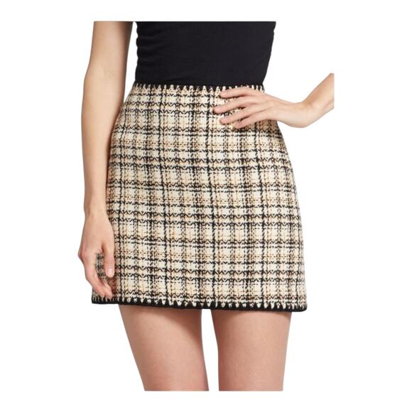 Veronica Beard skirt Ohemia tweed crochet trim miniskirt size 12 - Picture 1 of 6